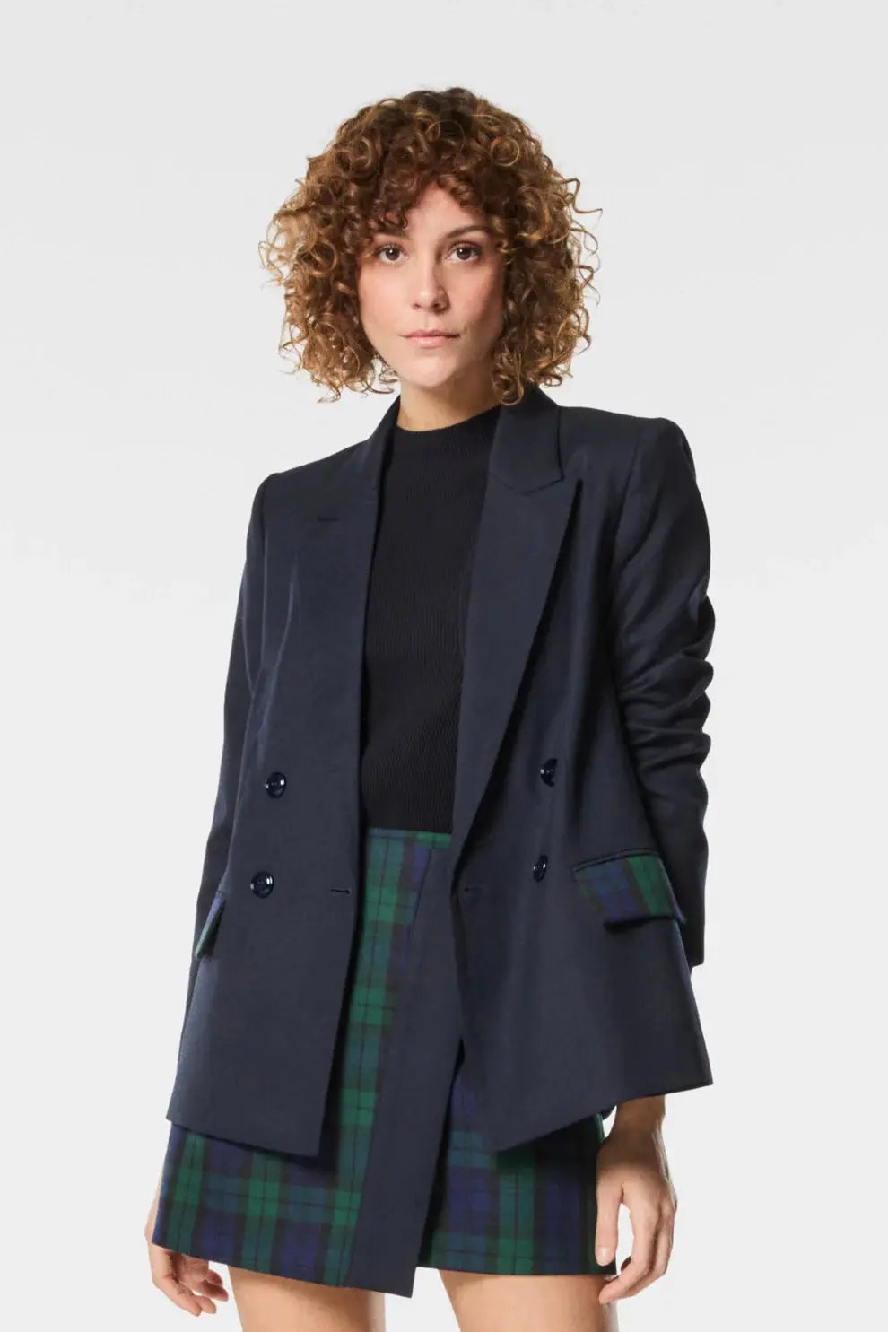 Nenette Blazer in fresco lana e retro tartan Barrio AI25 Nenette