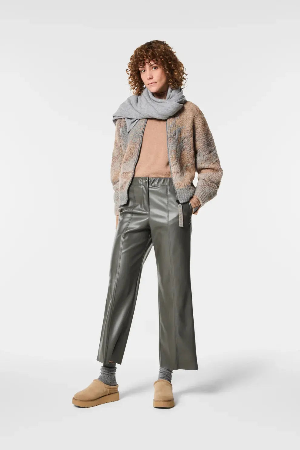 Nenette Pantalone gamba dritta tessuto ecopelle Emy AI25 Nenette