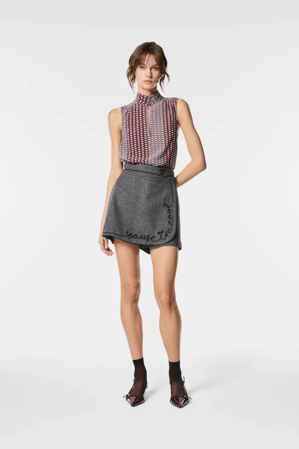 Nenette Shorts con ricamo in tessuto maschile resca Gio AI25 Nenette