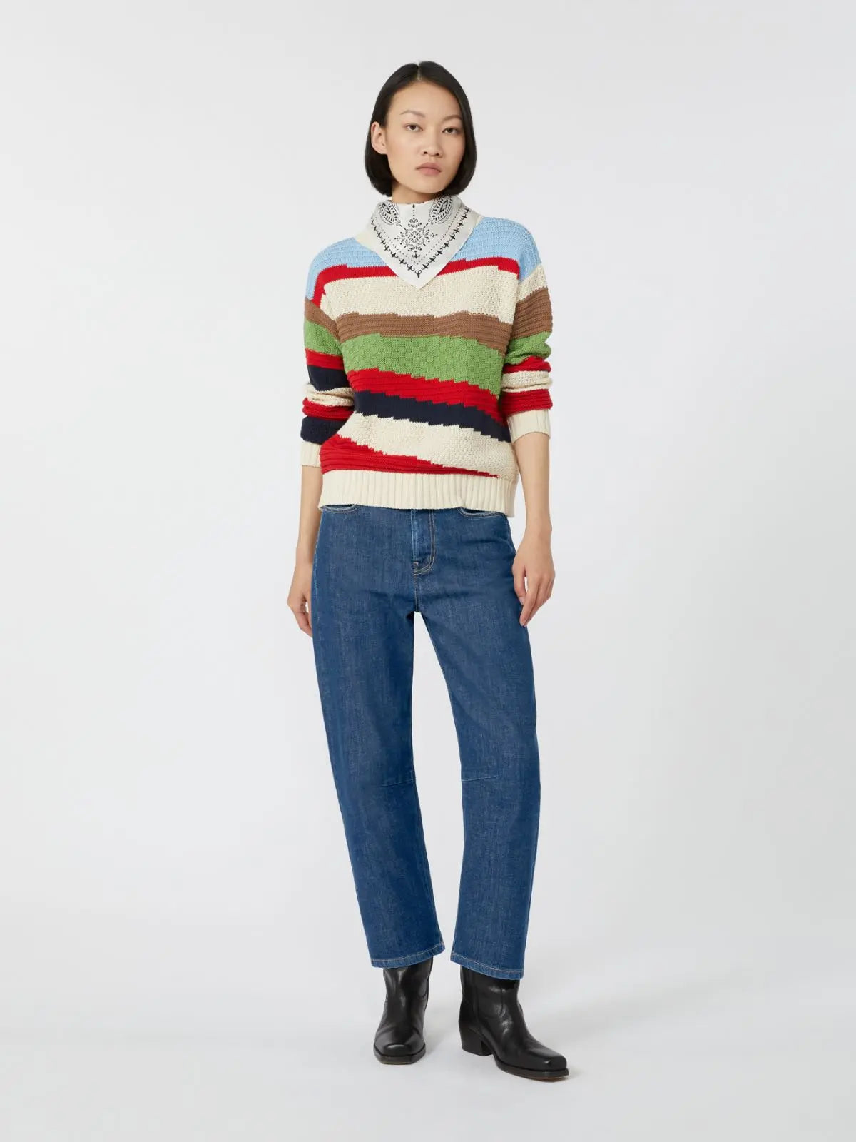 Weekend Max Mara Maglia intarsiata in cotone multicolor Polo AI25 image 0