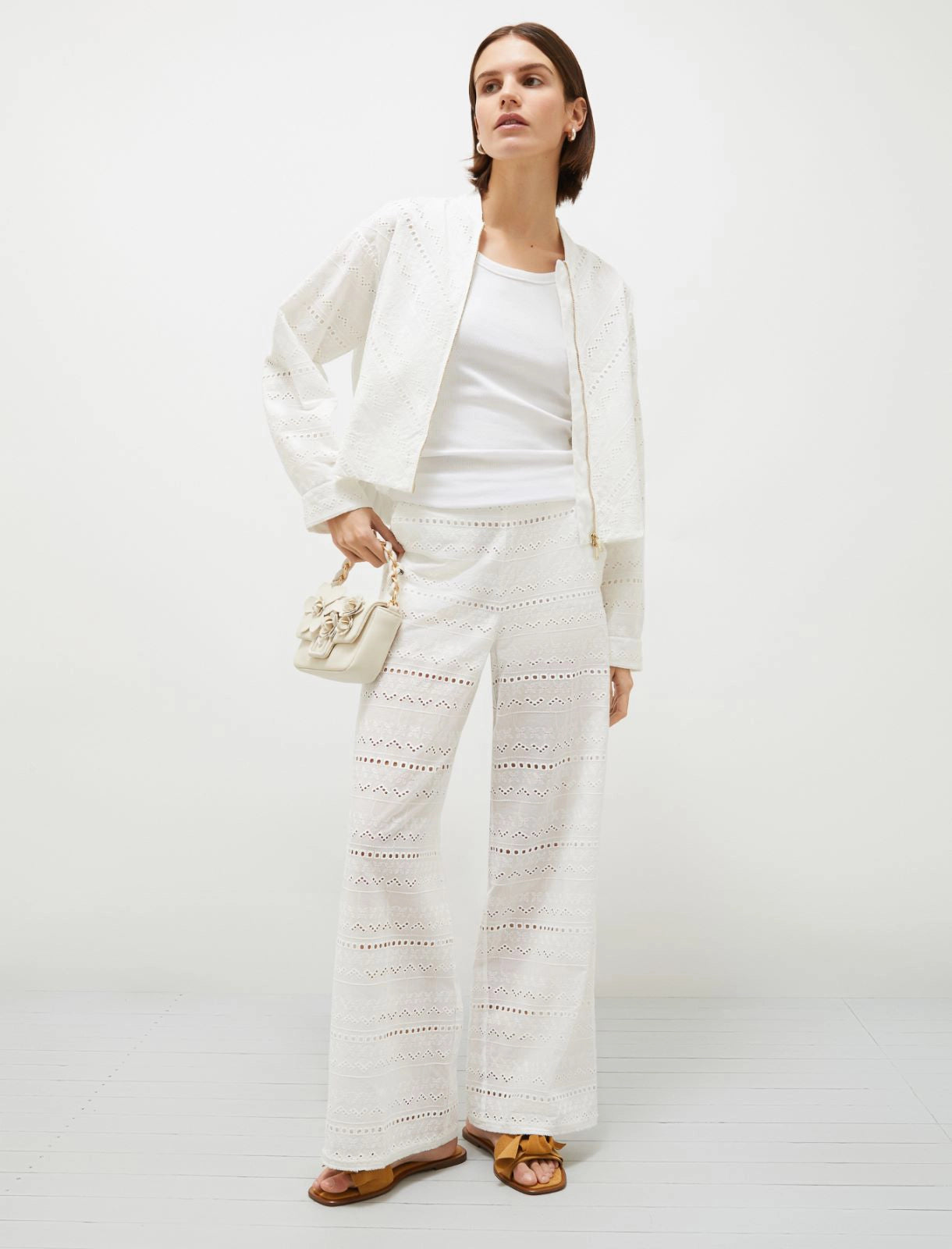 Marella Pantalone dritto in voile ricamato Era PE25 image 0