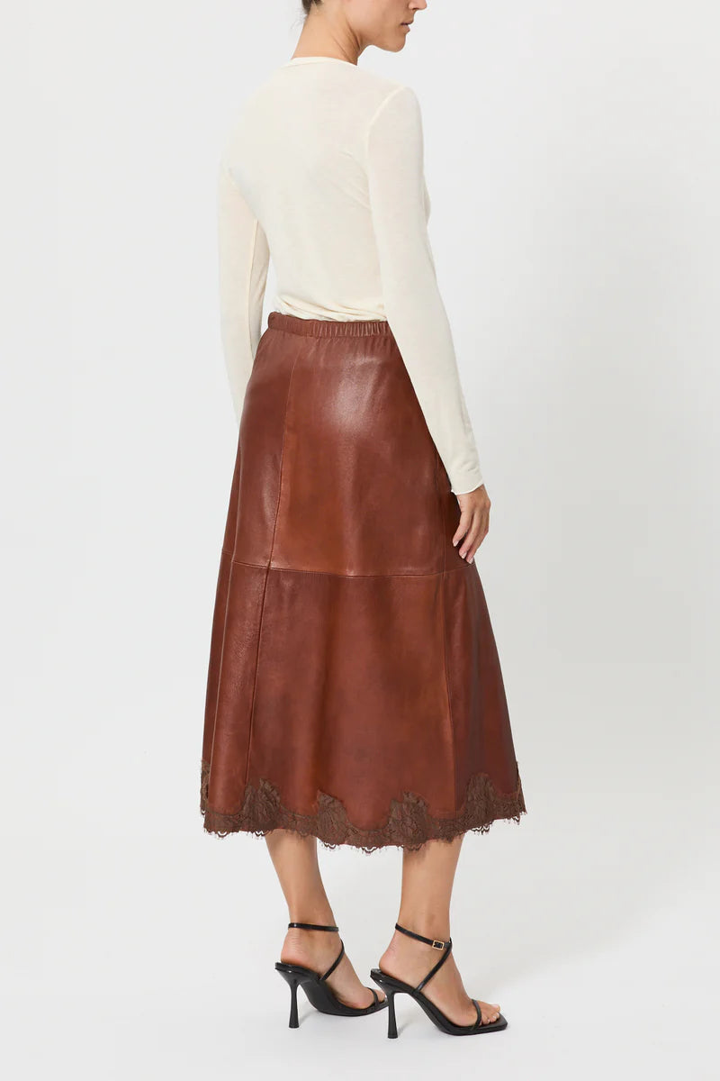 Pink Memories Gonna in pelle con dettaglio in pizzo mod 11942 AI25