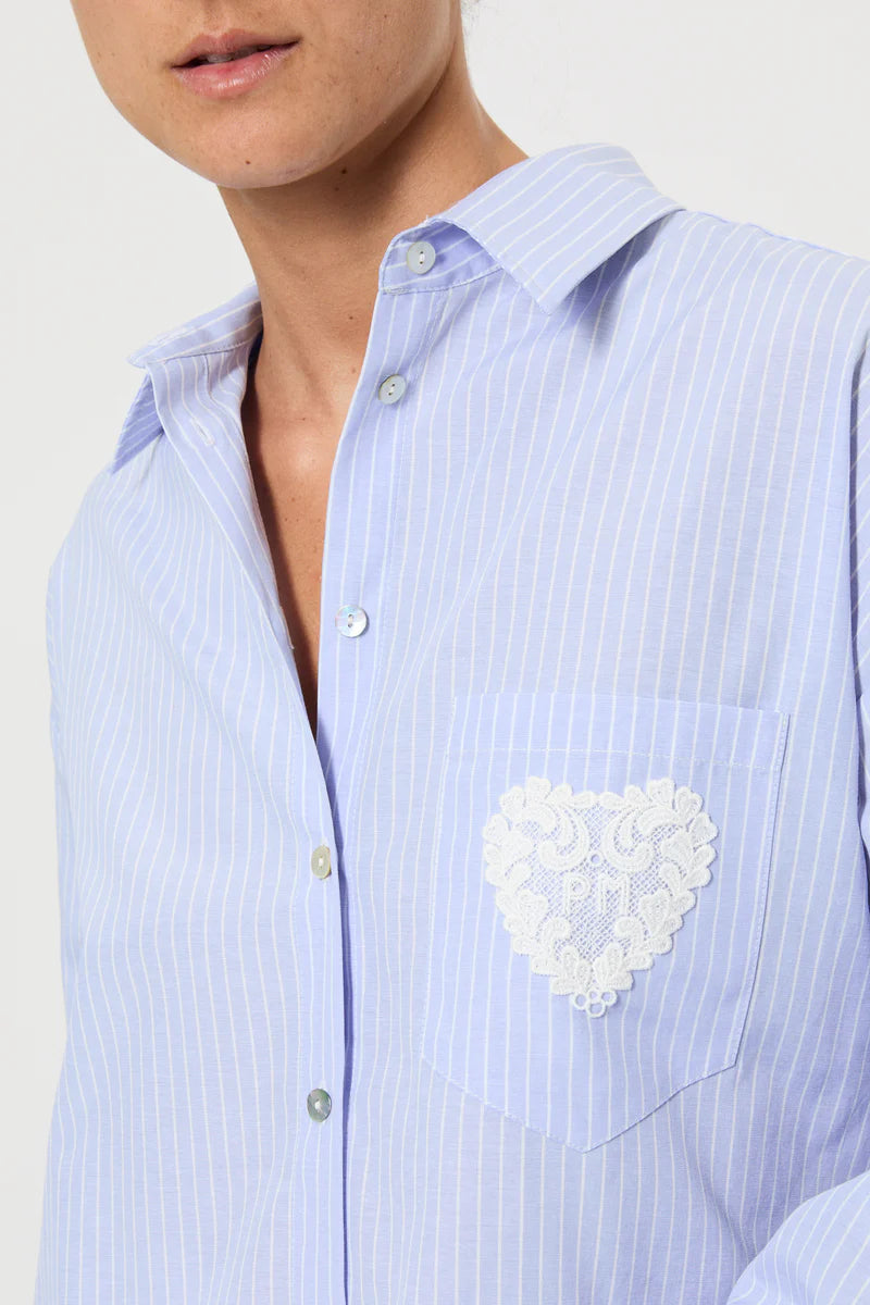 Pink Memories Camicia a righe con shiena in pizzo mod 12013 PE26 Pink Memories