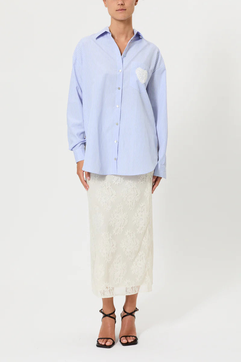 Pink Memories Camicia a righe con shiena in pizzo mod 12013 PE26 Pink Memories