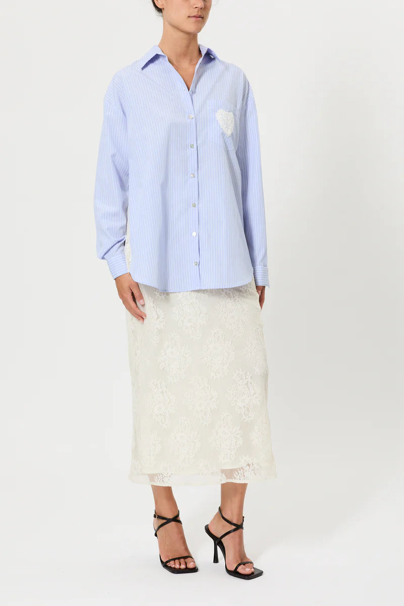 Pink Memories Camicia a righe con shiena in pizzo mod 12013 PE26 Pink Memories