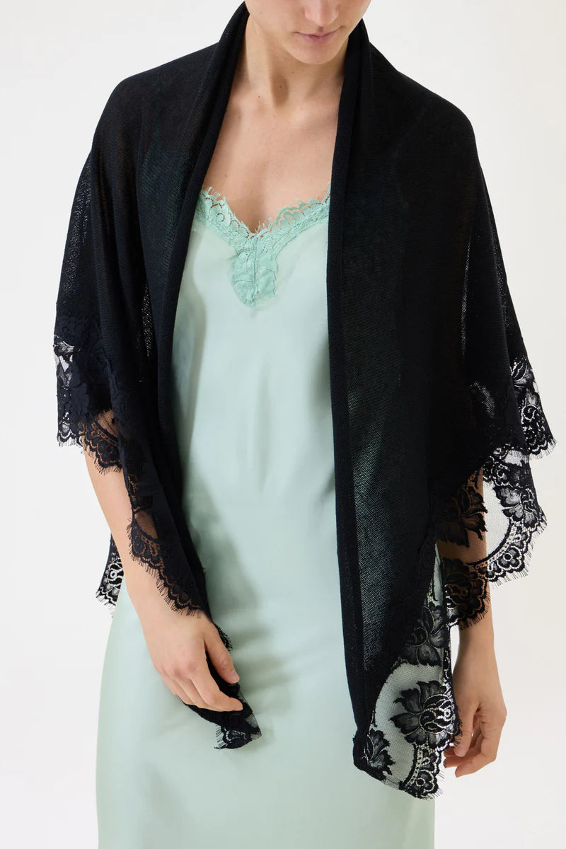 Pink Memories Scialle in pizzo, nero mod 12067 PE26 Pink Memories