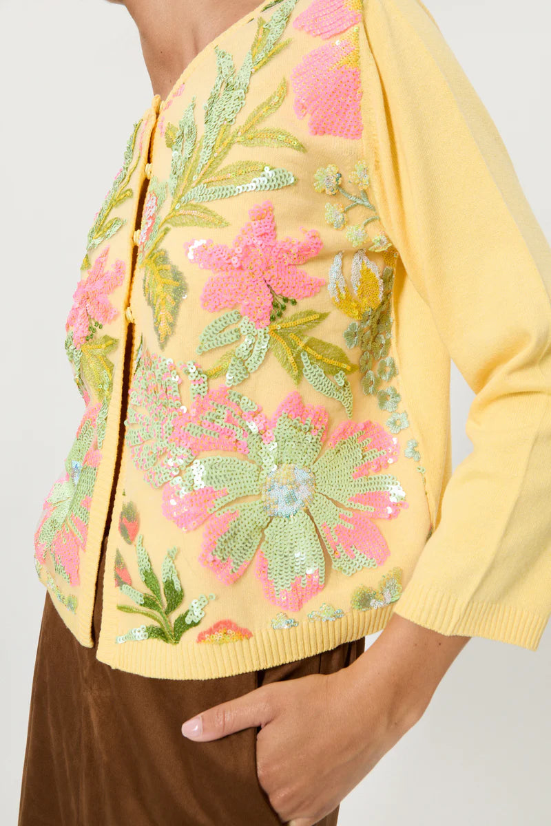 Pink Memories Cardigan con davanti motivo floreale con paillettes mod 12069 PE26 Pink Memories