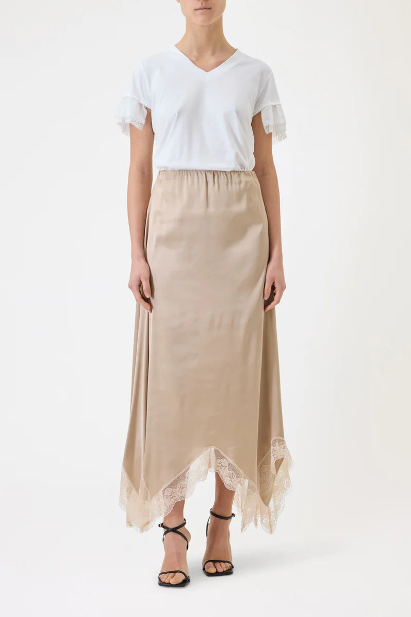 Pink Memories Gonna lunga in raso con pizzo mod 12072 PE26 Pink Memories