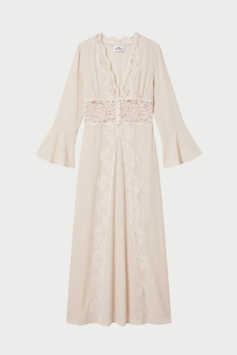 Pink Memories Abito manica lunga con dettagli in pizzo PE26 Pink Memories