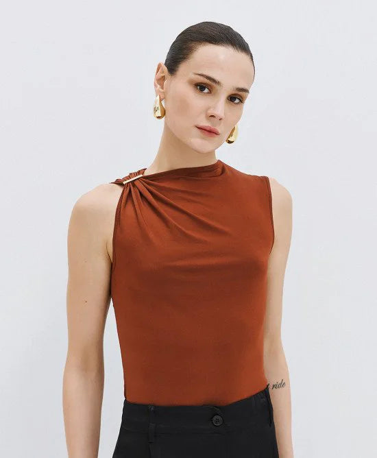 Access Fashion Top con dettaglio metallico mod 2099, bronze PE26 Access Fashion