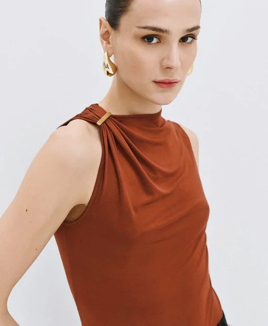 Access Fashion Top con dettaglio metallico mod 2099, bronze PE26 Access Fashion