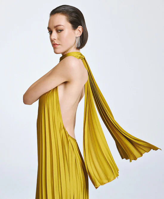 Access Fashion Abito plissettato con scollo all'americana e schiena scoperta mod 3316 PE26 Access Fashion