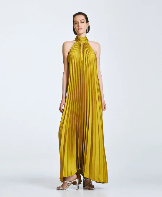 Access Fashion Abito plissettato con scollo all'americana e schiena scoperta mod 3316 PE26 Access Fashion