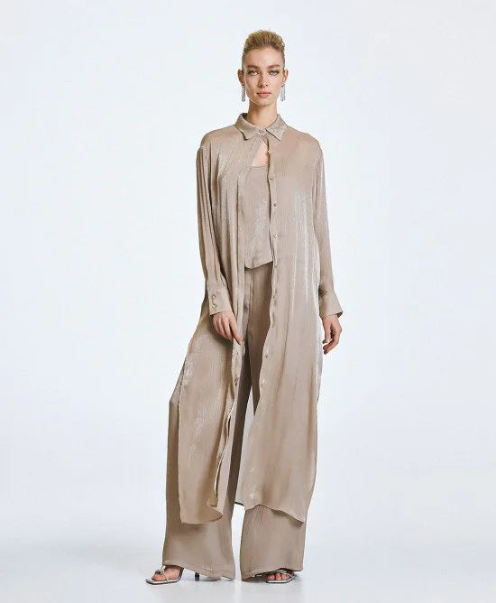 Access Fashion Abito chemisier midi con finitura lucida mod 3349 PE26 Pink Memories