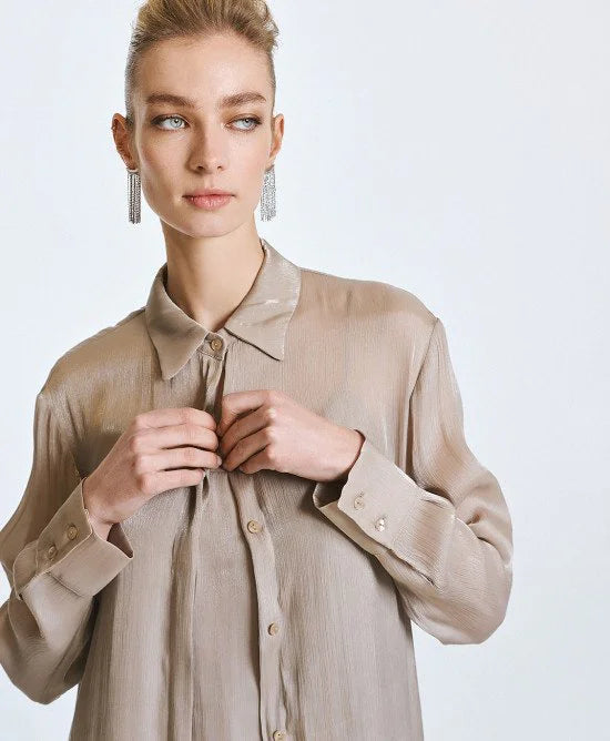 Access Fashion Abito chemisier midi con finitura lucida mod 3349 PE26 Pink Memories