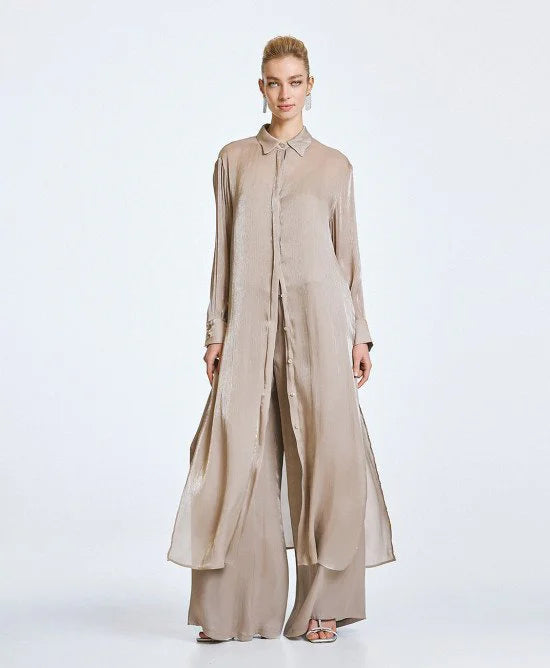 Access Fashion Abito chemisier midi con finitura lucida mod 3349 PE26 Pink Memories