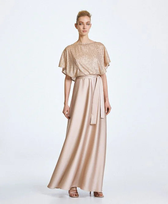 Access Fashion Abito lungo in raso con paillettes mod 3439  PE26 Access Fashion