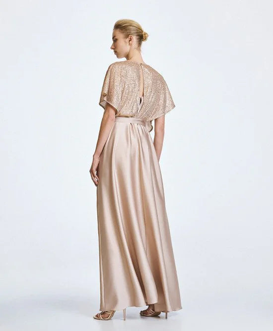 Access Fashion Abito lungo in raso con paillettes mod 3439  PE26 Access Fashion
