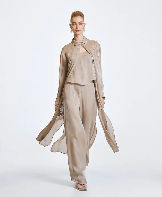 Access Fashion Pantaloni palazzo con finitura lucida mod 5062 PE26 Access Fashion