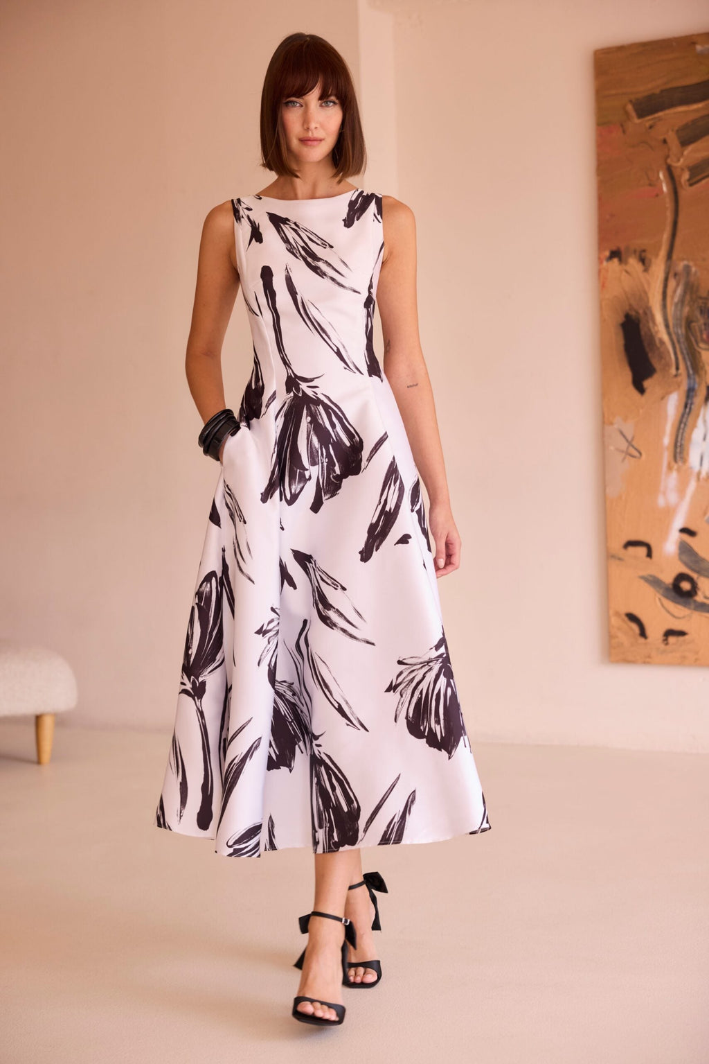 Carla Ruiz Abito svasato fantasia macro fiore mod 52668 PE26 Carla Ruiz