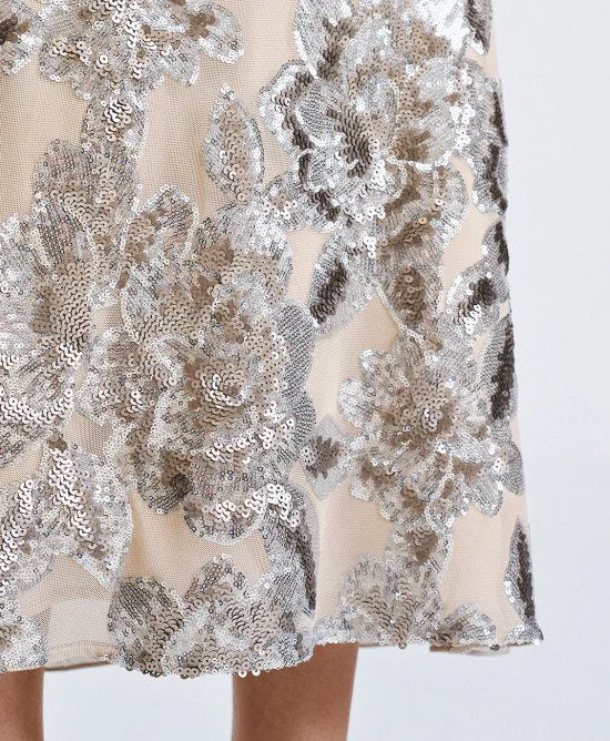 Access Fashion Gonna midi con ricami floreali e paillettes mod 2002 PE26 Access Fashion