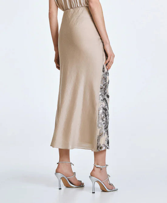 Access Fashion Gonna midi con ricami floreali e paillettes mod 2002 PE26 Access Fashion