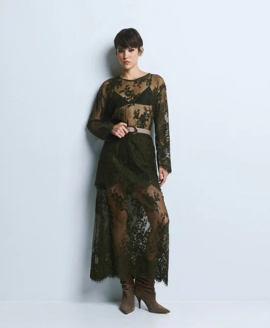 Access Fashion Gonna midi in pizzo con fodera mod 6041, verde AI26 Access Fashion