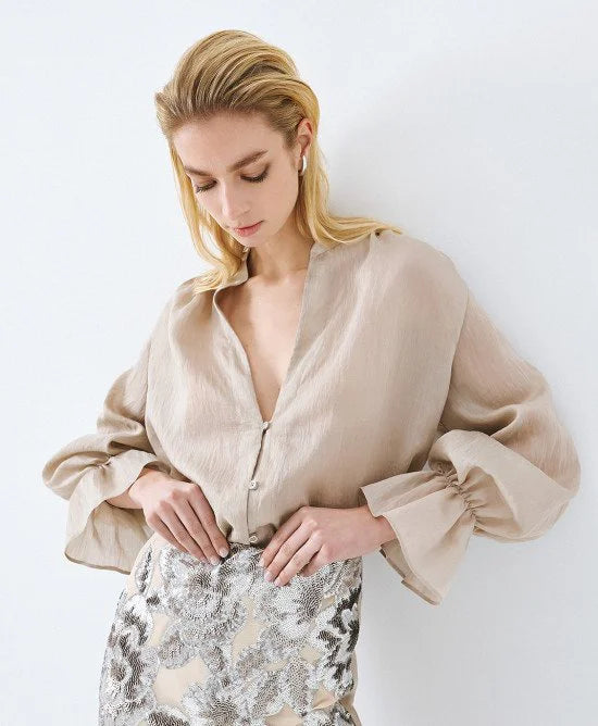 Access Fashion Camicia con scollo a V e polsini elasticizzati mod 7026 PE26 Access Fashion