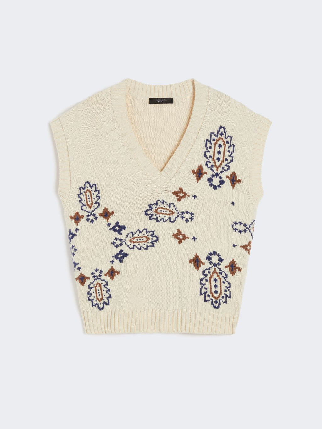 Weekend Max Mara Gilet intarsiato in misto cotone Crusca AI25 image 9