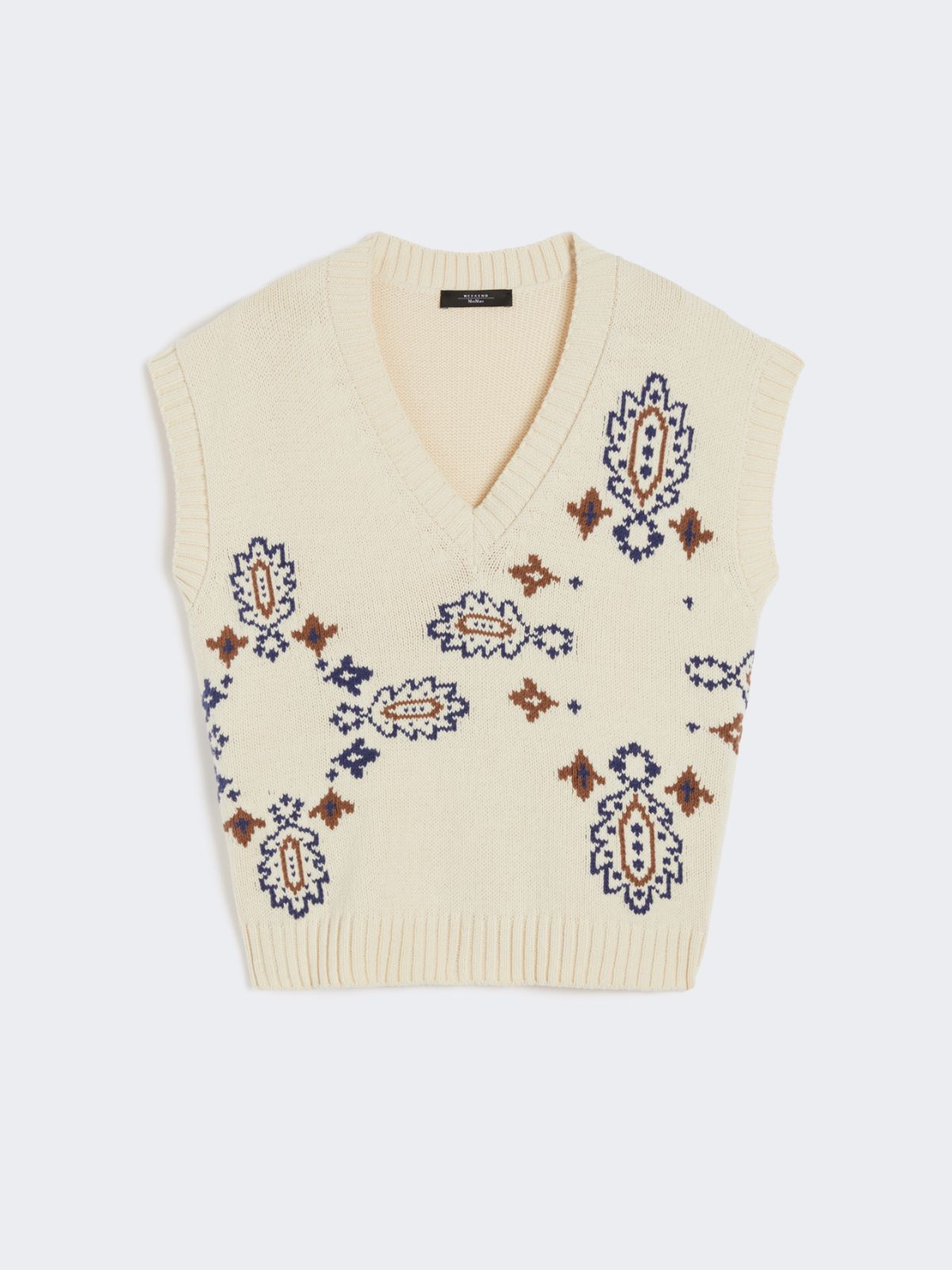 Weekend Max Mara Gilet intarsiato in misto cotone Crusca AI25 image 9