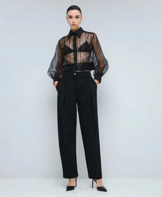 Access Fashion Camicia in organza con dettagli in pallettes  AI25 Access Fashion