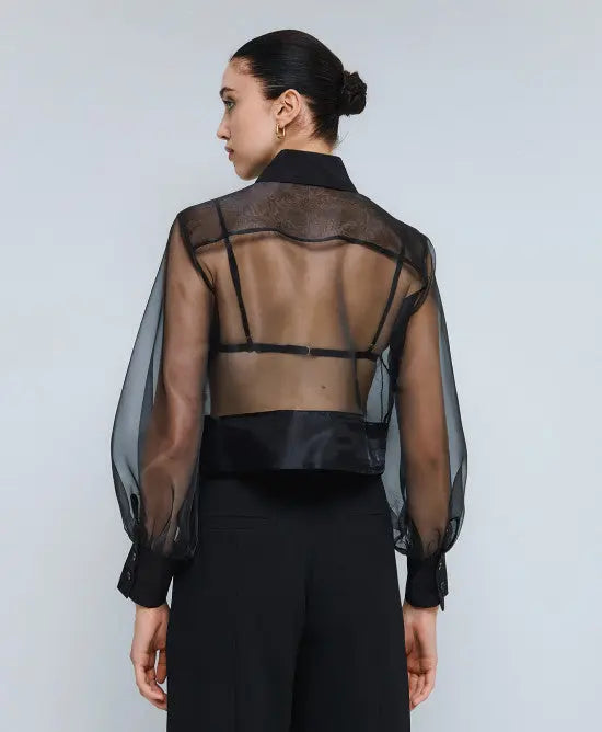 Access Fashion Camicia in organza con dettagli in pallettes  AI25 Access Fashion