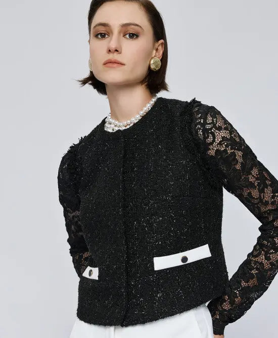 Access Fashion Gilet in tweed con dettagli in pizzo mod. 2040 AI25 Access Fashion