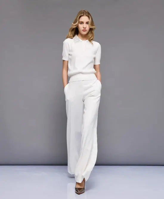Access Fashion Pantaloni a gamba larga bianco mod. 5035  AI25 Access Fashion
