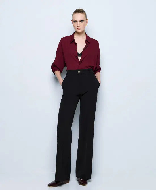 Access Fashion Pantaloni a gamba larga con bottone monogramma mod. 5054 AI25 Access Fashion
