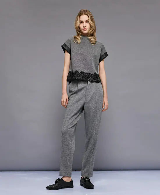 Access Fashion Pantaloni con inserto in simil pelle  mod. 5072  AI25 Access Fashion