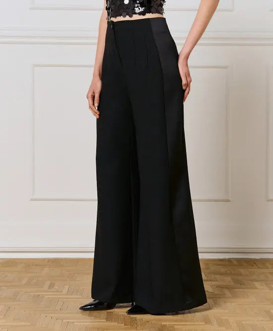 Access Fashion Pantaloni palazzo con dettaglio laterale in raso mod. 5088  AI25 Access Fashion