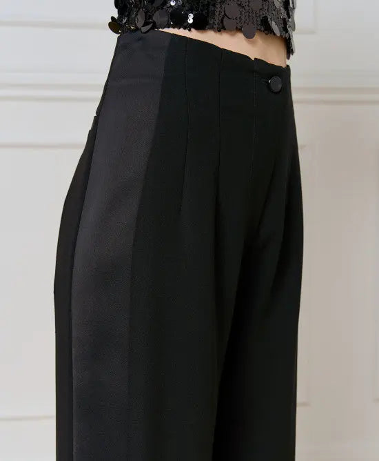 Access Fashion Pantaloni palazzo con dettaglio laterale in raso mod. 5088  AI25 Access Fashion