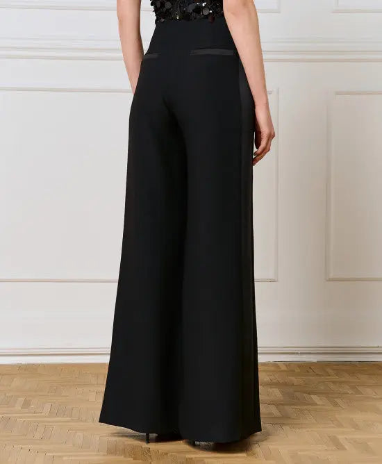 Access Fashion Pantaloni palazzo con dettaglio laterale in raso mod. 5088  AI25 Access Fashion