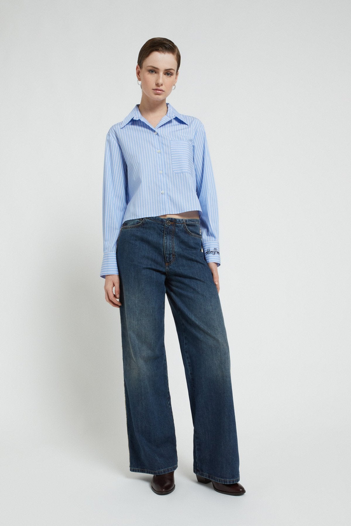 Ottod'Ame Camicia cropped in cotone DC5158 AI25