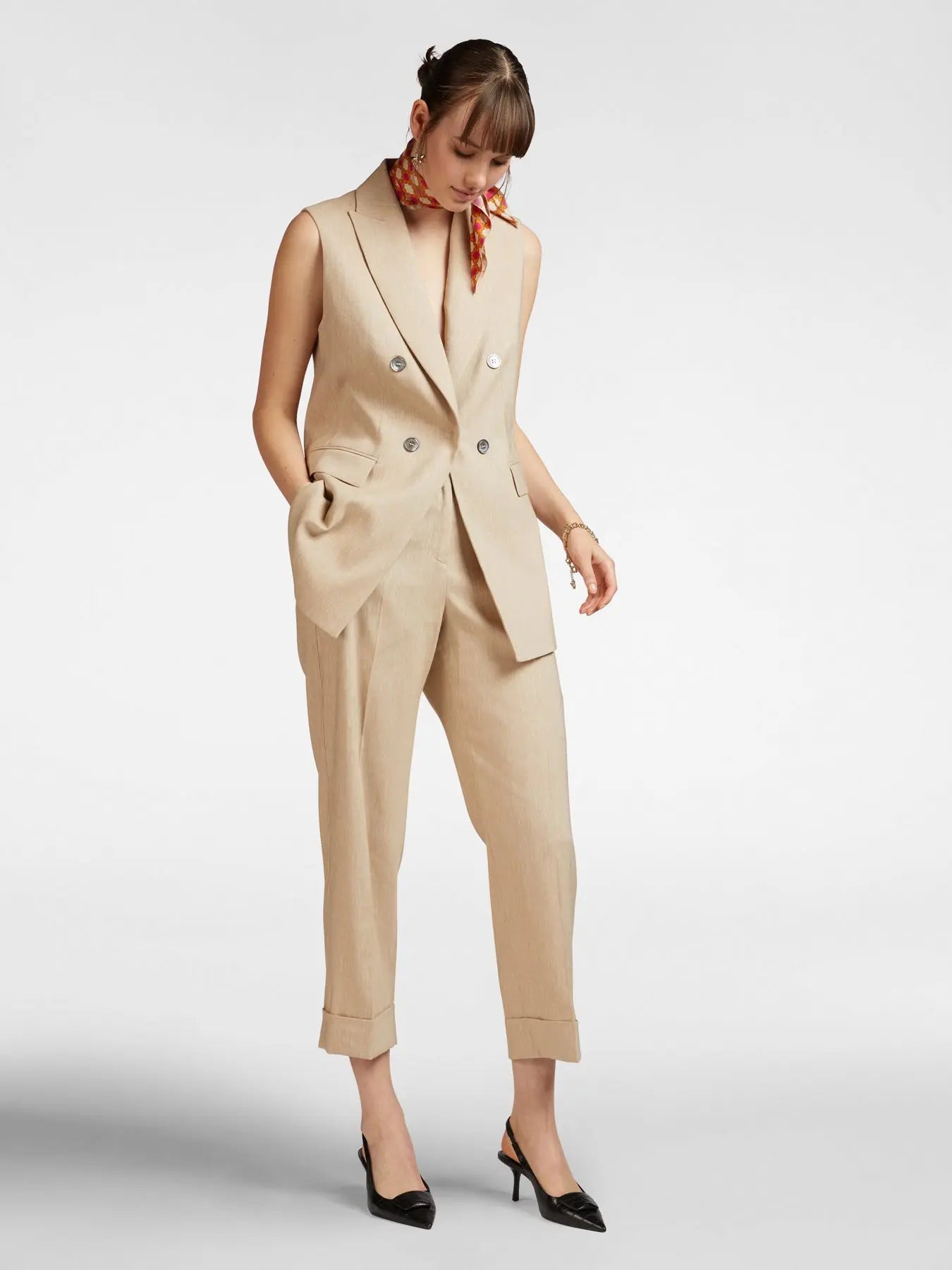 Elena Mirò Blazer senza maniche in lino strech R807Z000013N PE25 image 0