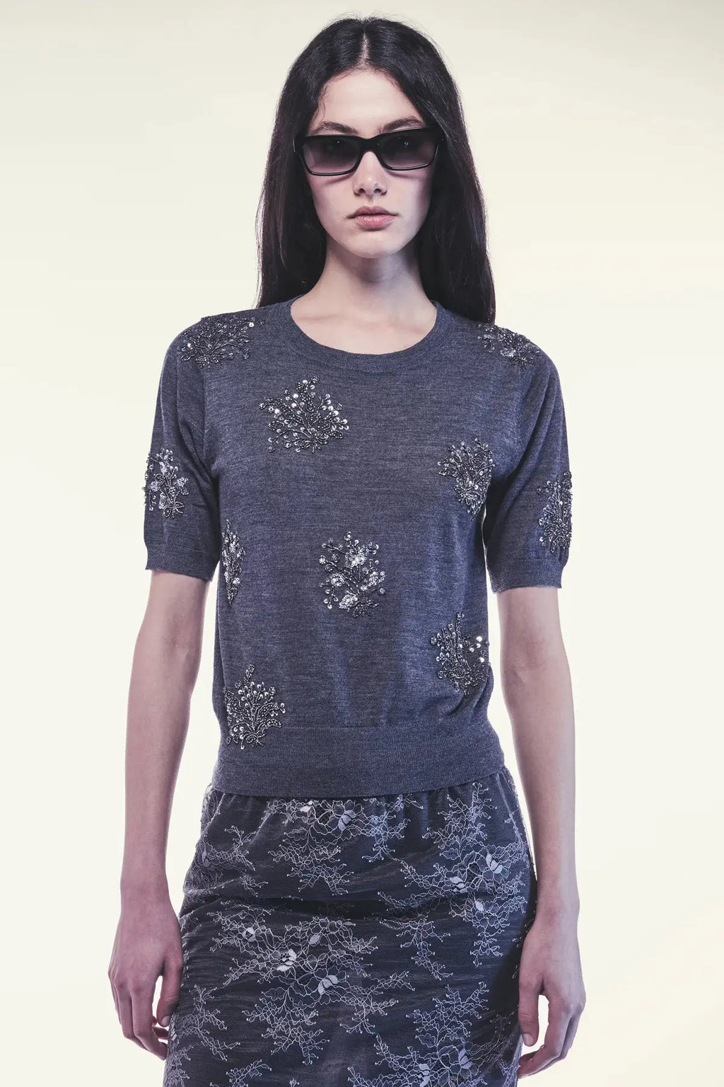 Liviana Conti  Maglia Jacqueline ricamata mezza manica mod. F5WG90 AI25 Liviana Conti