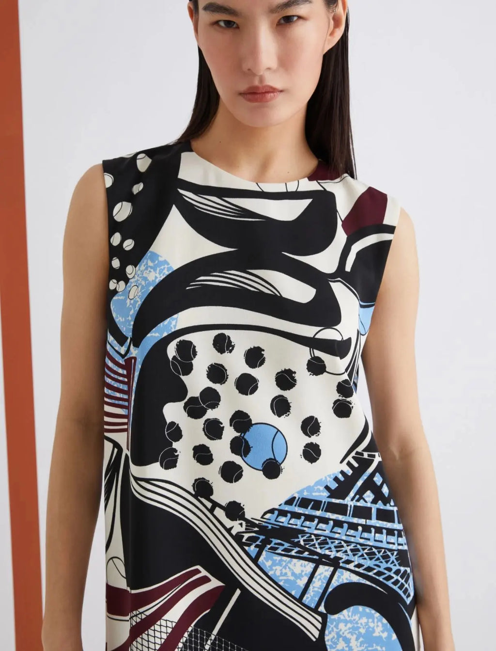 Marella ART. 365 Abito smanicato con macro stampa Rink AI25 Marella