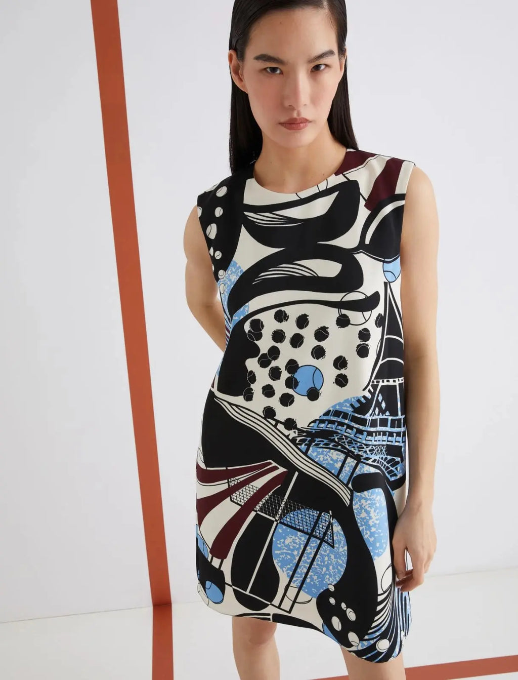 Marella ART. 365 Abito smanicato con macro stampa Rink AI25 Marella