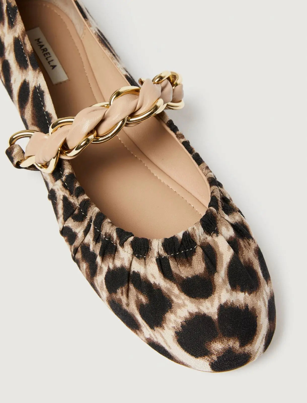 Marella Ballerina in tessuto animalier con catena intrecciata Matteo2 AI25 Marella