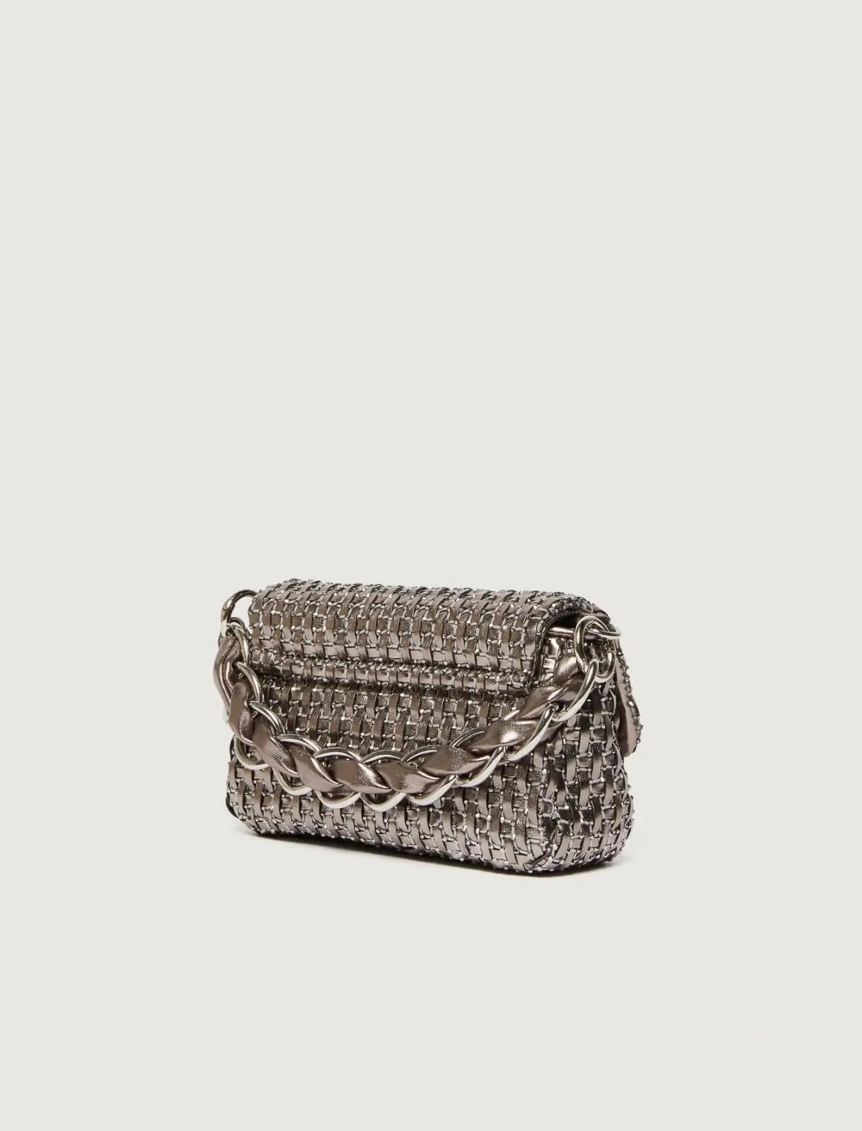 Marella Borsa small con intreccio e strass argento Lontra1 AI25 Marella