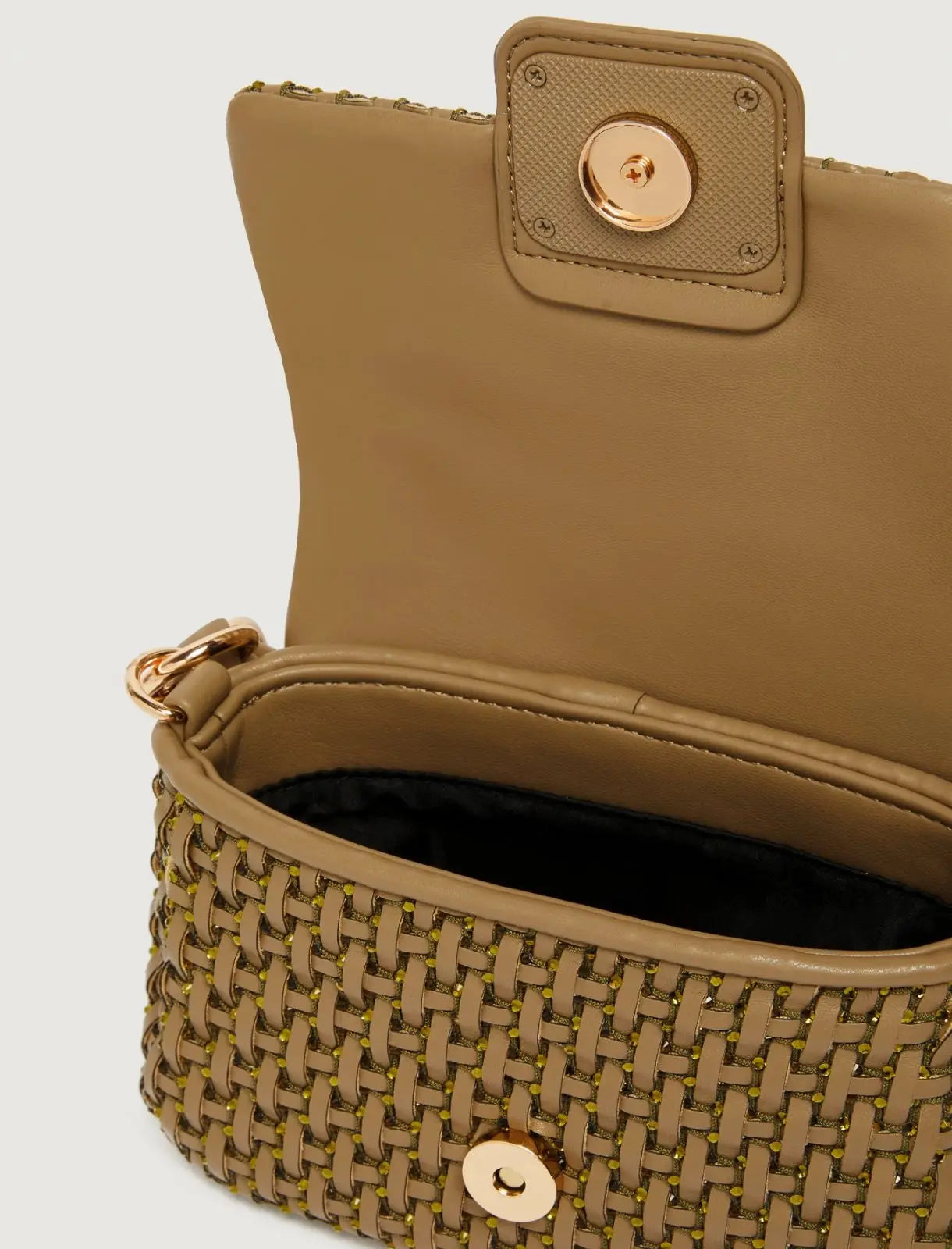 Marella Borsa small con intreccio e strass verde kaki Lontra1 AI25 Marella