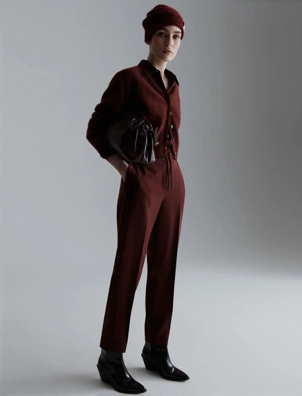 Marella Monochrome Camicia in raso di misto seta, bordeaux Bunny AI25 Marella Monochrome