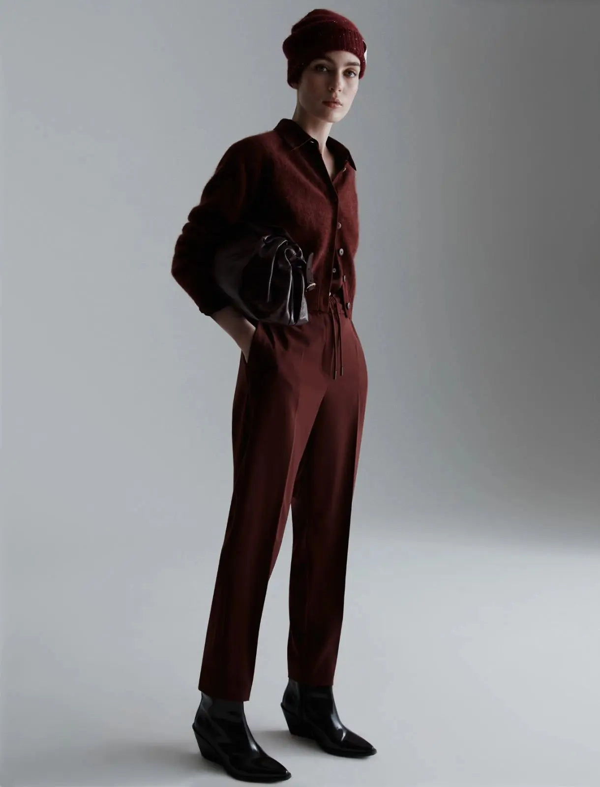 Marella Monochrome Camicia in raso di misto seta, bordeaux Bunny AI25 Marella Monochrome