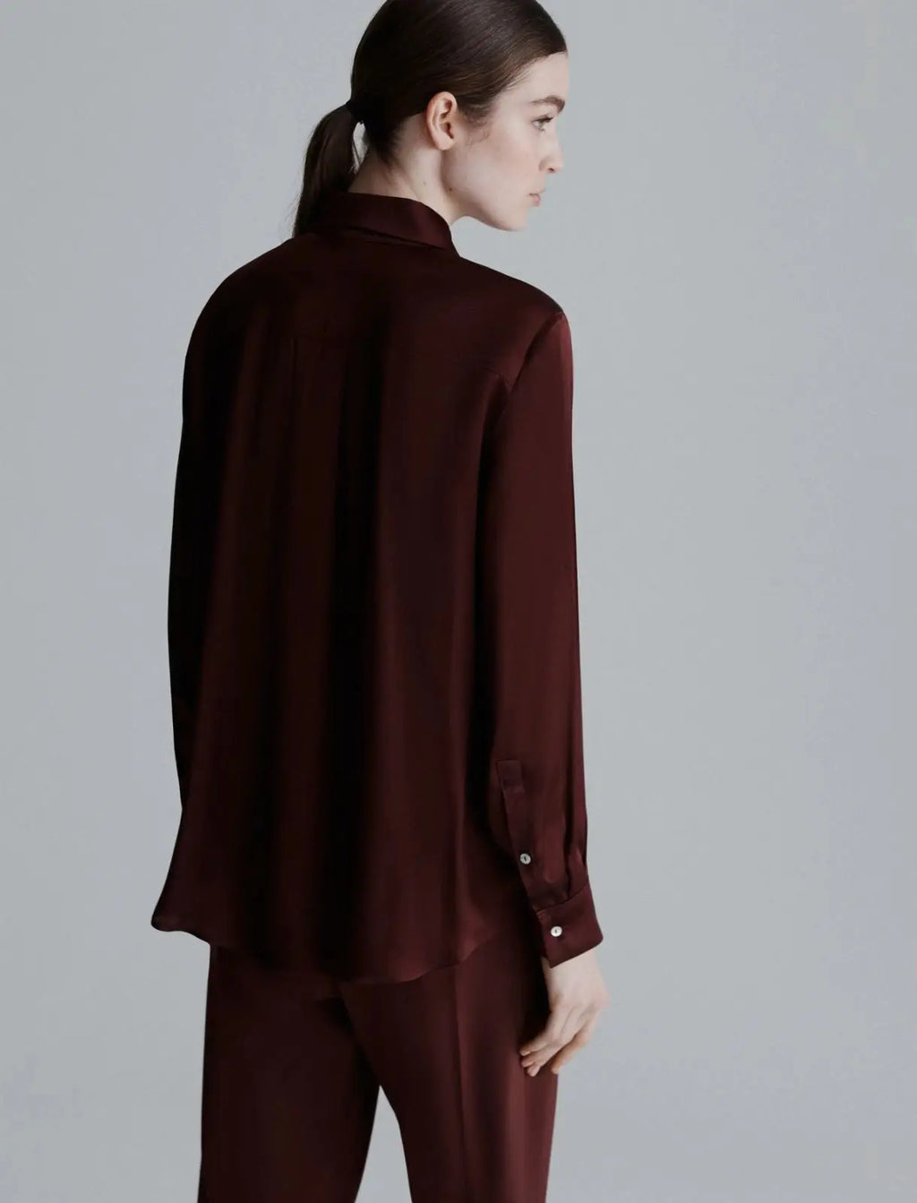 Marella Monochrome Camicia in raso di misto seta, bordeaux Bunny AI25 Marella Monochrome